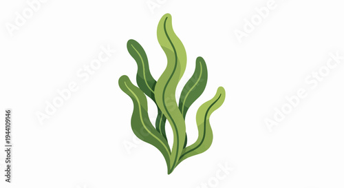 Abstract green plant with wavy leaves on a white background