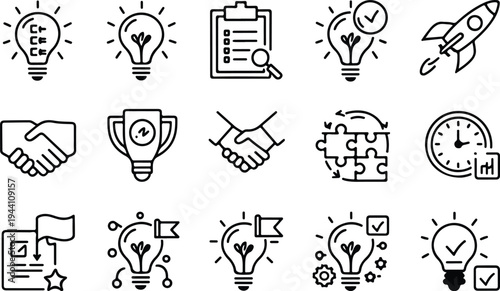 Light Bulb Collection Silhouette Icon Set Idea Bulb Typography Silhouette Icon Pack