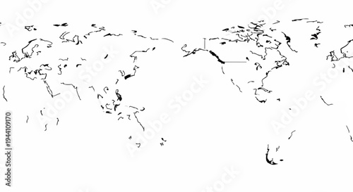 Abstract, hand-drawn outlines of continents on a white background