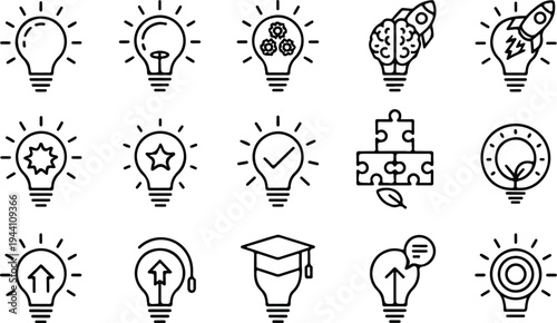 Light Bulb Collection Silhouette Icon Set Idea Bulb Typography Silhouette Icon Pack