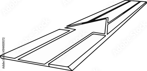 Abstract linear drawing of a segmented, angled, flat structure