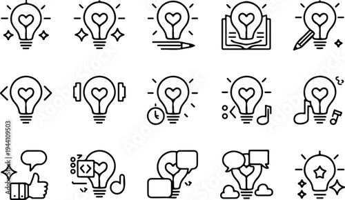 Light Bulb Collection Silhouette Icon Set Idea Bulb Typography Silhouette Icon Pack