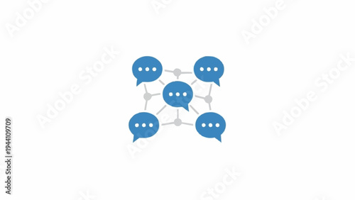 Blue Speech Bubbles Connected in Cluster.