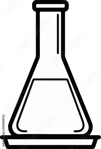 A simple line drawing of a laboratory flask filled with liquid