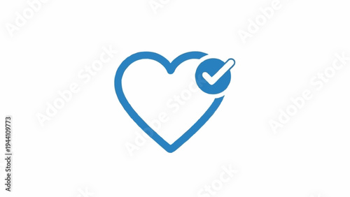 Blue Heart Icon with Checkmark Symbol.