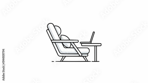 Person Sitting in Chair with Laptop.