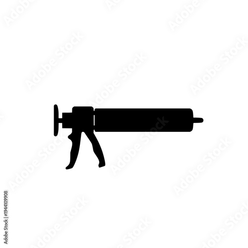 Caulking gun icon logo design. Sealant gun sign and symbol. Silicone gun icon. Construction and sealing repair tool.