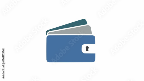 Blue wallet with white lock.