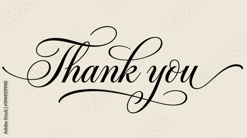 Thank You Handwritten Script Text – Elegant Calligraphy Lettering Line Art Vector