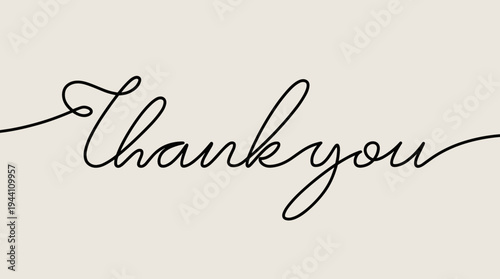 Thank You Handwritten Script Text – Elegant Calligraphy Lettering Line Art Vector