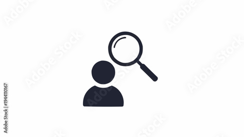Person Icon with Magnifying Glass Symbol.