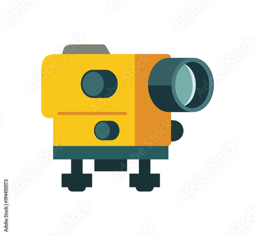 Precision Theodolite Icon. Geodetic Total Station Instrument for Architectural Mapping and Engineering Measurement.