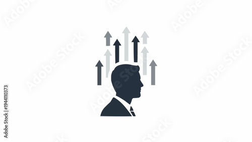 Man Silhouette with Arrows Pointing Upwards.