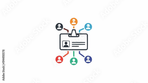 Identification Card with Connected People Icons.