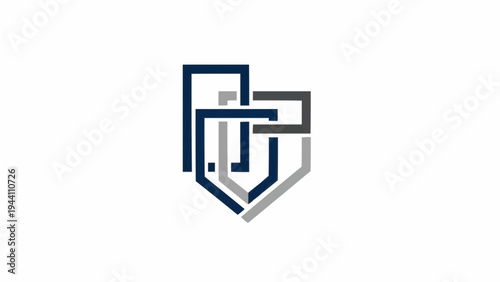 Geometric shapes forming a logo.