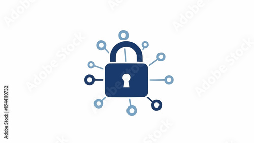 Digital Padlock Cybersecurity Concept Icon.