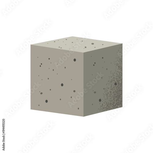 Concrete Cube Vector Illustration. Strength Testing Sample for Civil Engineering and Construction Material Quality Control.