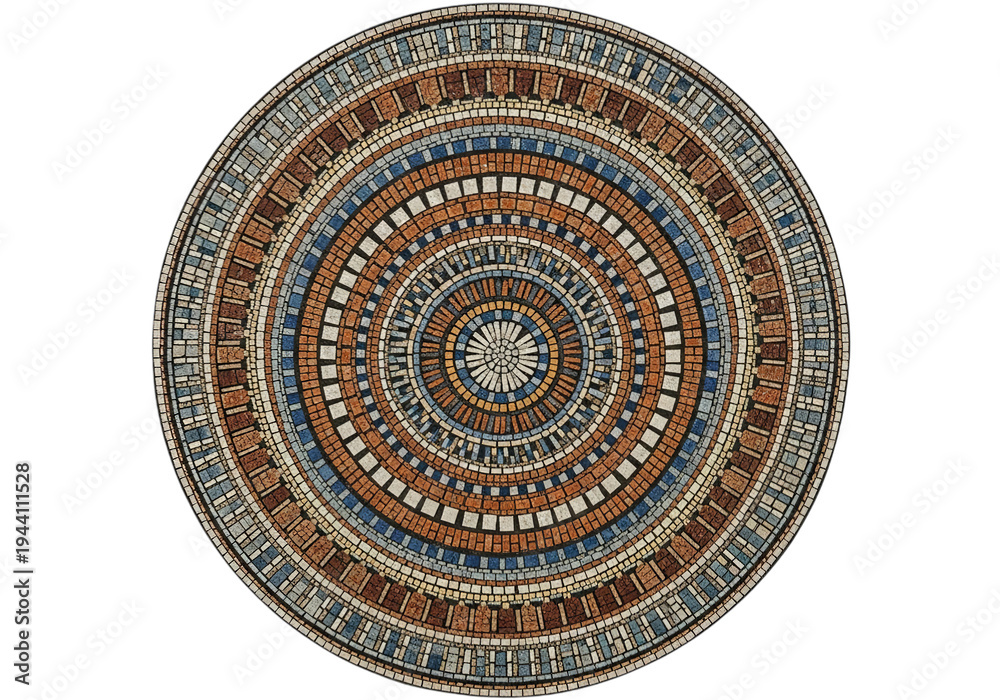 Fototapeta premium A colorful circular pattern with blue and brown hues isolated on transparent background