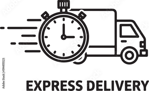 Express delivery concept. fast delivery truck icon. speed stopwatch icon. design for online delivery. express shipping service