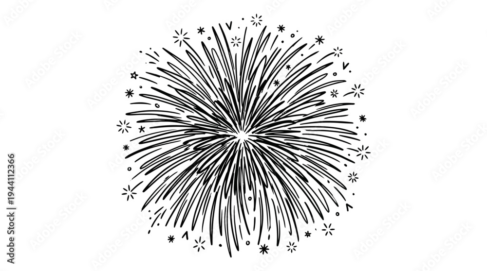 Naklejka premium Explosive Fireworks Display with Radiant Sparks Illuminating the Night Sky