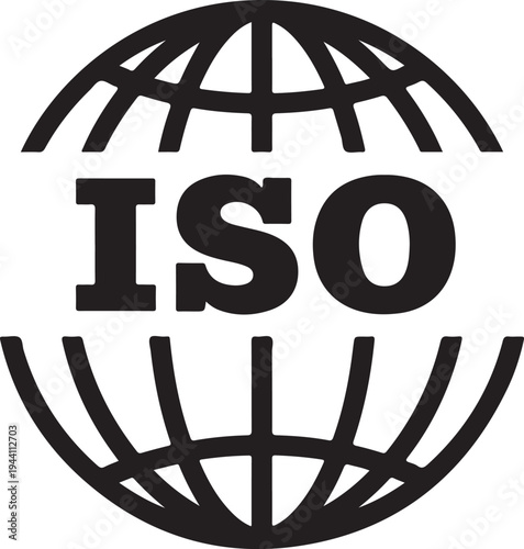 International organization for standardization iso logo symbolizing global compliance quality control and worldwide standards adherence for businesses and products