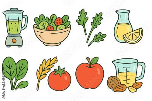 Healthy food line icon set. Fresh ingredients outline collection for cooking and nutrition