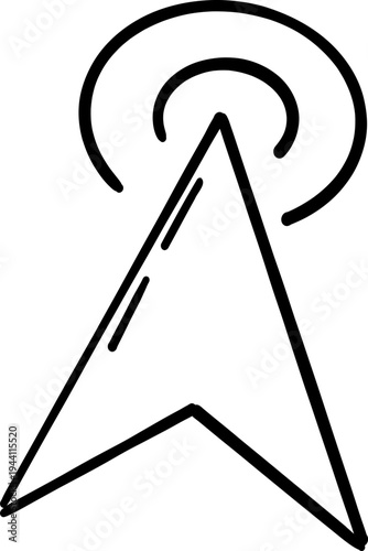 Mouse cursor arrow doodle, hand drawn pointer, click button. Hand drawn finger click. 