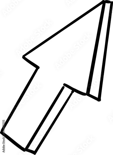 Mouse cursor arrow doodle, hand drawn pointer, click button. Hand drawn finger click. 