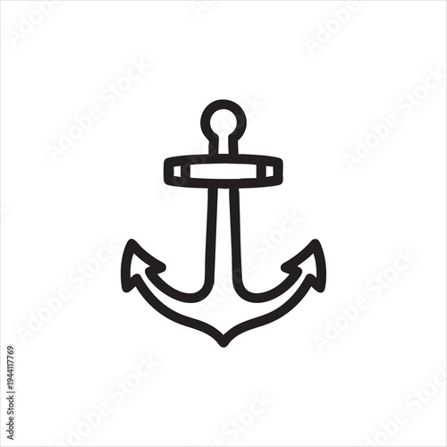 l anchor outline symbol. maritime vessel equipment icon. marine navigation element. sea boat sailing graphic. ocean transportation art.