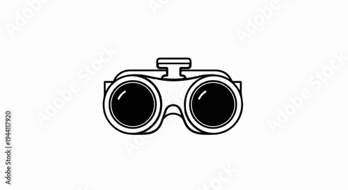 Simple black outline drawing of binoculars, viewed from the front