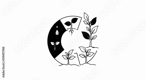 Diagram showing plant growth stages in a circular progression