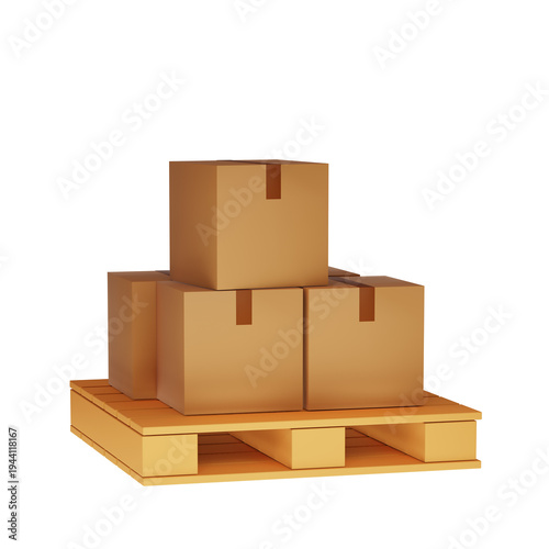 Wallpaper Mural Cardboard box with pallet on white background. 3d render. Torontodigital.ca