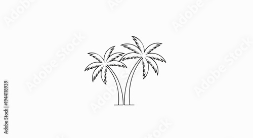 Two stylized palm trees with fronds against a white background