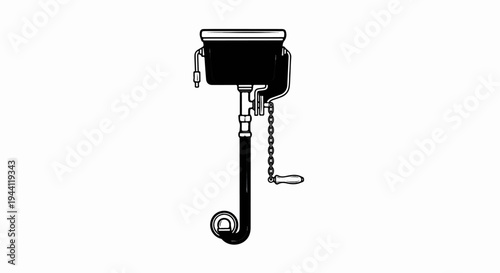 Vintage toilet cistern with pull chain and bent pipe