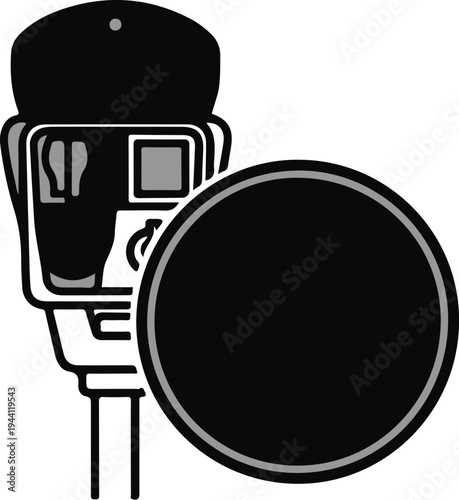 Stylized illustration of a parking meter with a large circular dial