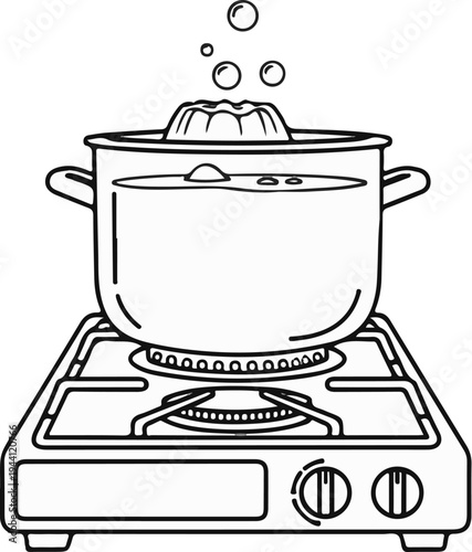 Pot on stove with bubbling liquid and mold