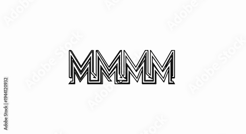 Stylized outline of four repeated letters, appearing as M's, with depth and shadow effects