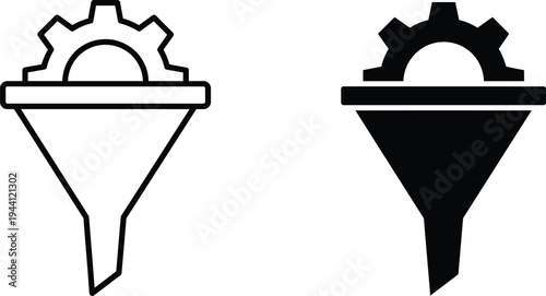 Gear funnel icons set, vector illustration, flat design
