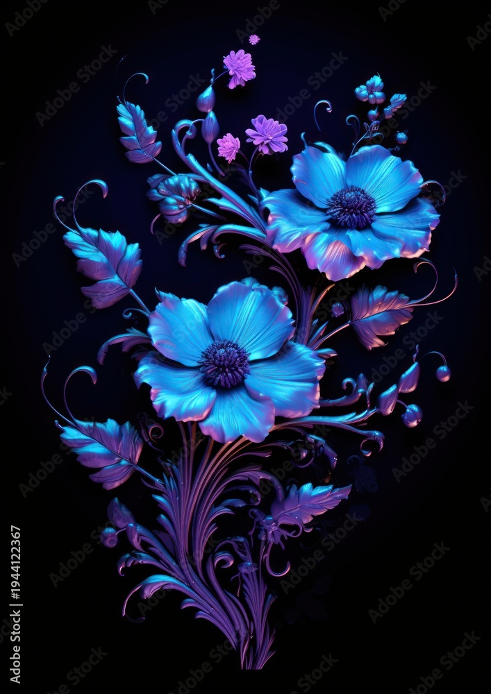 Obraz premium Neon nature pattern inflorescence accessories.