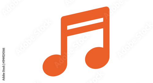 Orange Music Note Symbol on White.