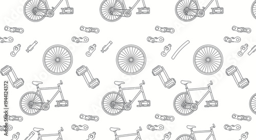 Bicycle Parts Pattern Illustration Design Elements.