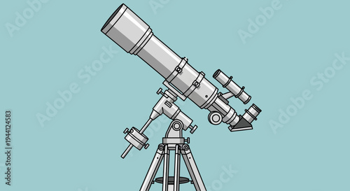 Astronomical Refracting Telescope on Tripod Stand.