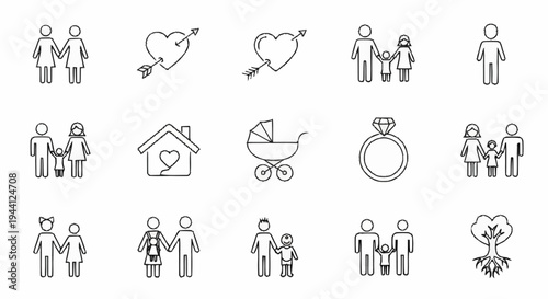 Collection of Simple Family Icons and Symbols.
