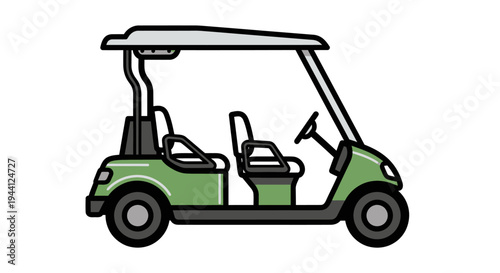 Green Golf Cart with Open Top.