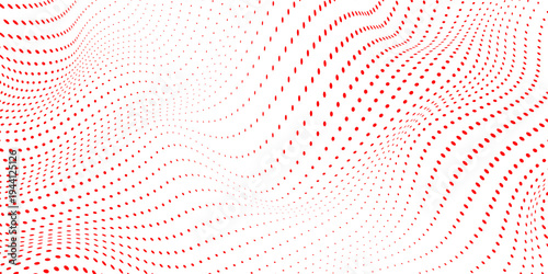 Vibrant dynamic red dot pattern forming an intricate abstract. illustration