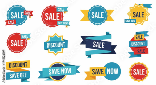 Collection of Sale and Discount Labels and Badges.