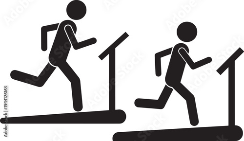 Treadmill running icon silhouette for fitness exercise