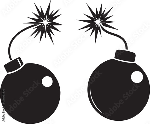 Two silhouette bombs icon