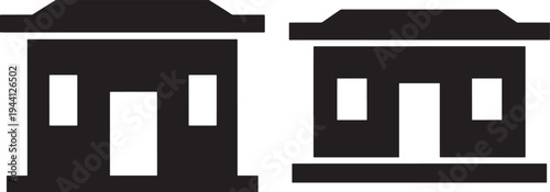 Building icon silhouette, simple house on white background
