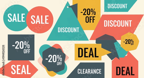 Collection of Sale Discount and Deal Labels and Tags.